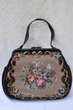 Handtasche Petit Point Rosenbukett Lederbügel