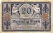 Deutsche "Reichsbanknoten à 20.- Mark 1915 