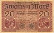 Deutsche "Reichsbanknoten à 20.- Mark"  1918