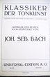 Noten J. S. BACH Klavierwerke