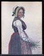 Zeichnung "Mädchen in Tracht" um 1900